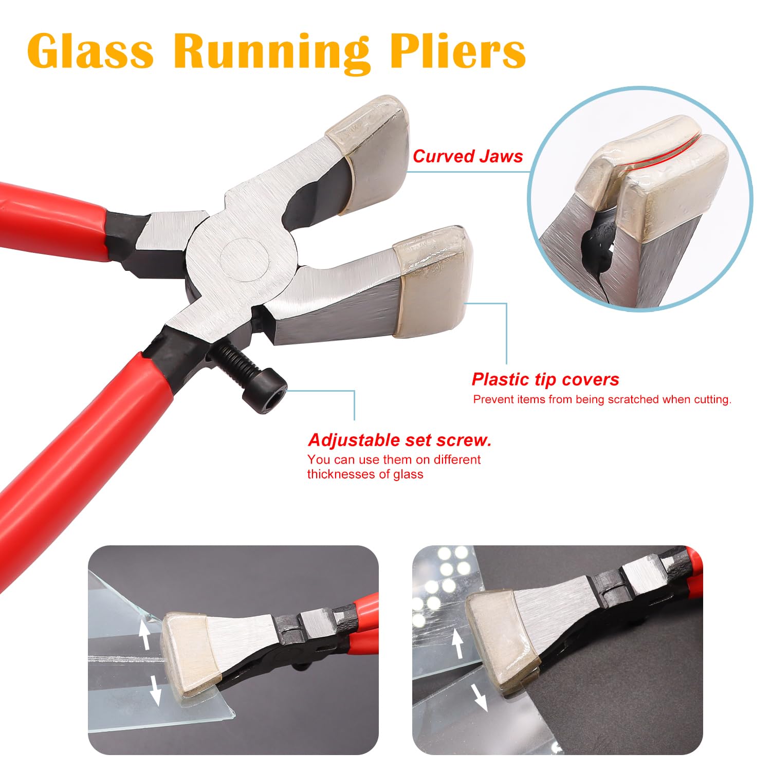 weideer Glass Running Breaking Pliers Glass Breaker Grozer Pliers Class Cutter Kit with Oil Feed Glass Cutter for Stained Glass Fusing Breaking