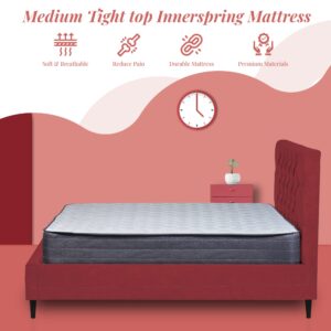 Greaton 8" Medium Firm Mattress, Comfortable Bed Mattresses Help Sleep Faster, Innerspring Support System Relieve Pain and Stress, Full XL