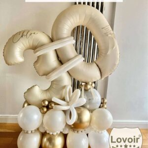 40 Inch Cream Sand White Number 1 Balloon Large Size Jumbo Digit Mylar Foil Helium Balloons for Birthday Party Celebration Decorations Graduation Anniversary Baby Shower Photo Shoot