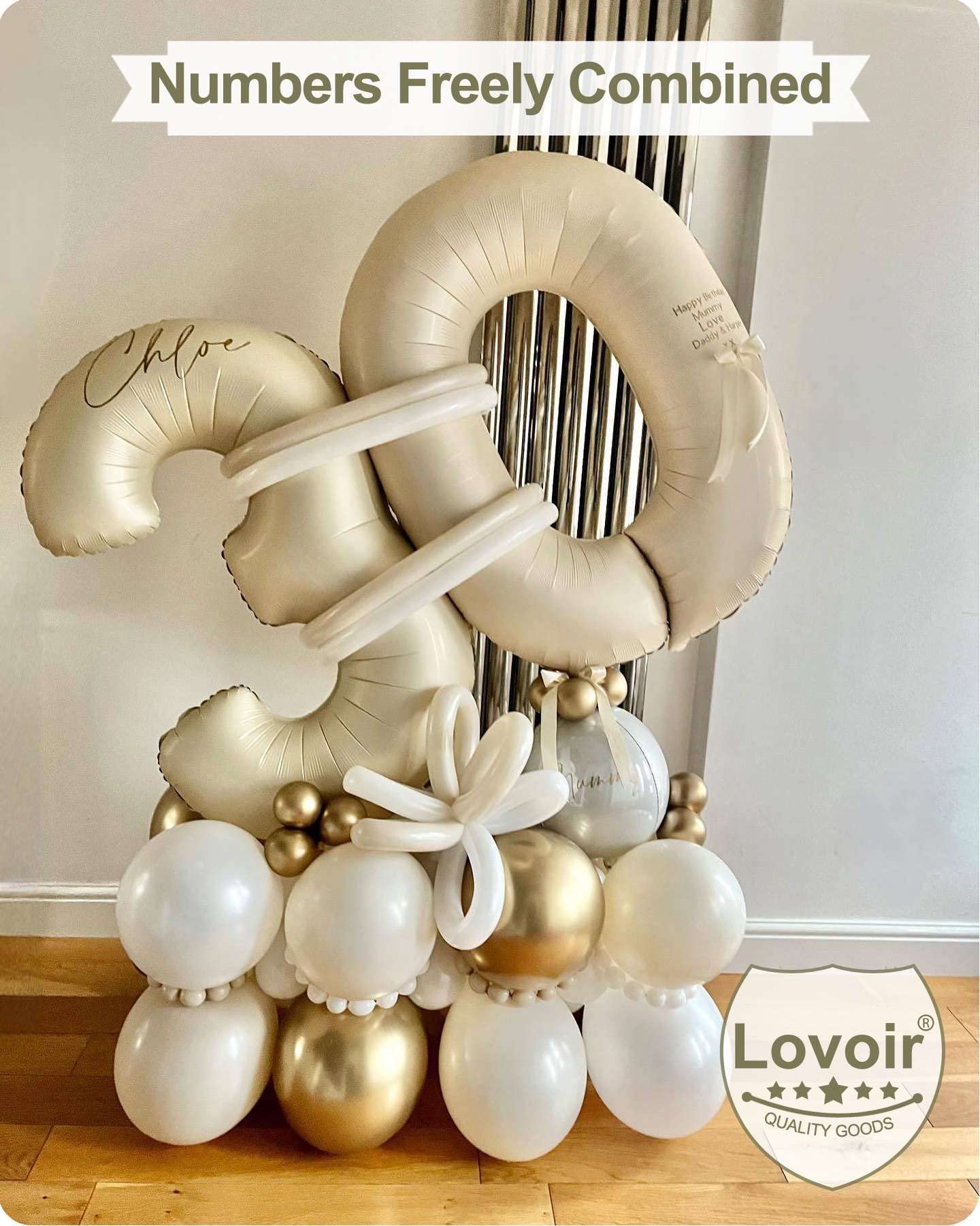 40 Inch Cream Sand White Number 1 Balloon Large Size Jumbo Digit Mylar Foil Helium Balloons for Birthday Party Celebration Decorations Graduation Anniversary Baby Shower Photo Shoot