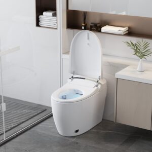 Smart Toilet,Auto Flush, Heated Bidet with Temperature Controlled Wash Functions, Pre-Wet, Warm Air Dryer, Soft Closing Seat,Energy-Saving Electric Tankless Toilets with LED Display