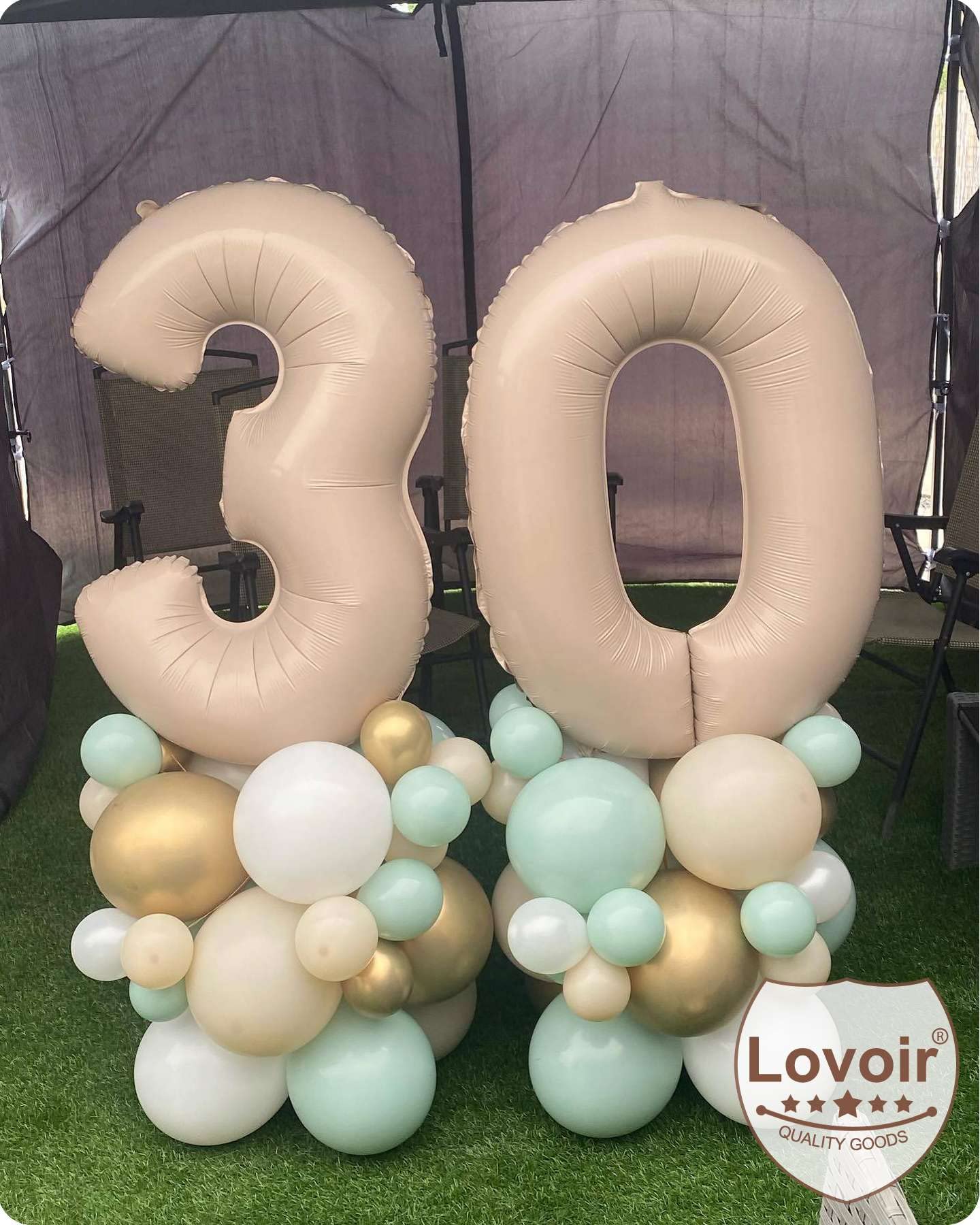 40 Inch Caramel Number 3 Balloon Large Size Jumbo Digit Mylar Foil Retro Apricot Beige Helium Balloons for Birthday Party Celebration Decorations Graduation Anniversary Baby Shower Photo Shoot