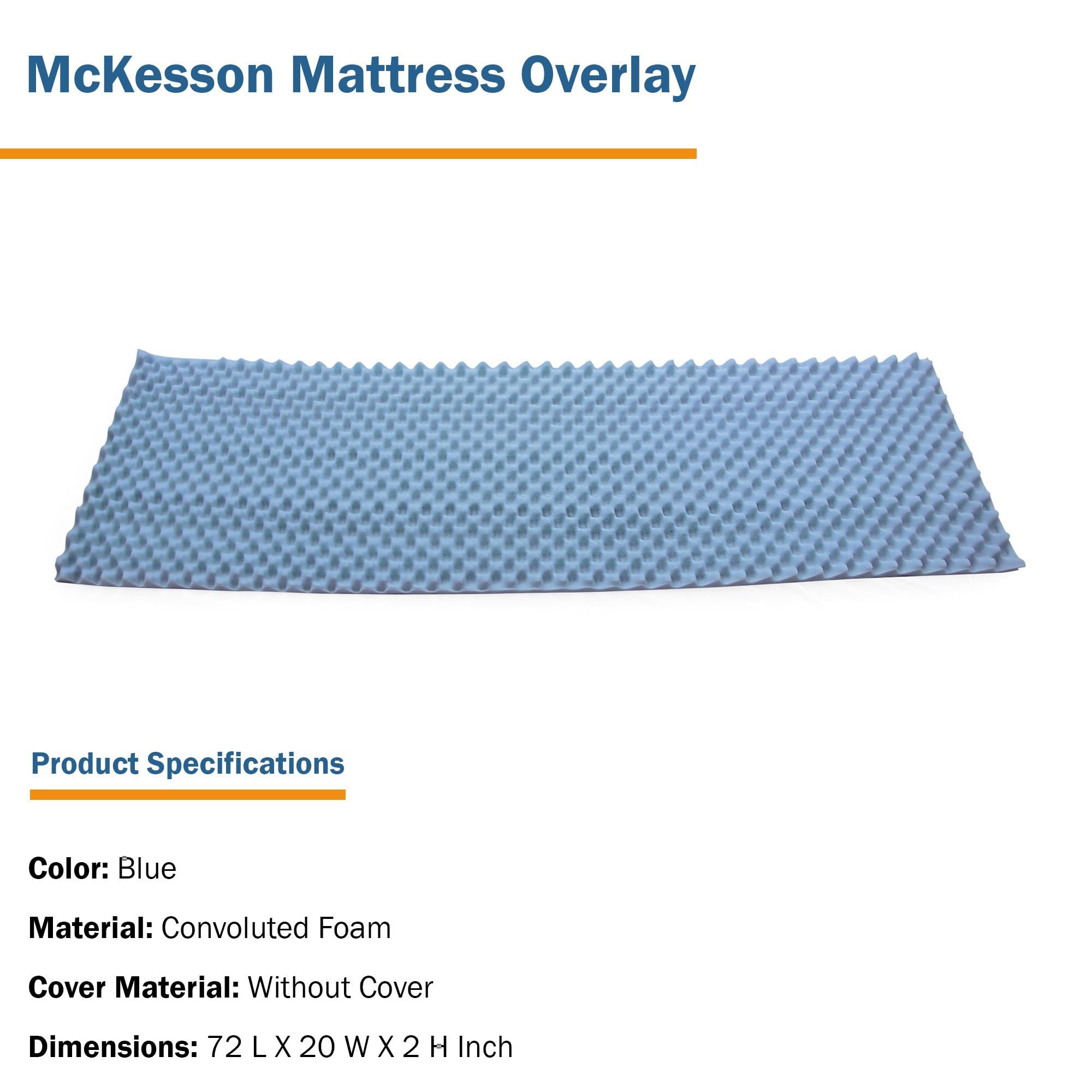 McKesson Mattress Overlay - Convoluted Foam Decubitus Care Pad, Mattress Topper for Ulcers, Pressure Sores, Bedsores - Blue, 72 in x 20 in x 2 in, 1 Count