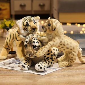 Gisqis Cheetah Stuffed Animal, 16" Leopard Stuffed Animal Stuffed Cheetah Plush Toy Pillow Cheetah Stuffy Cute Giant Realistic Stuffed Jaguar Plush Birthday for Kids Girls