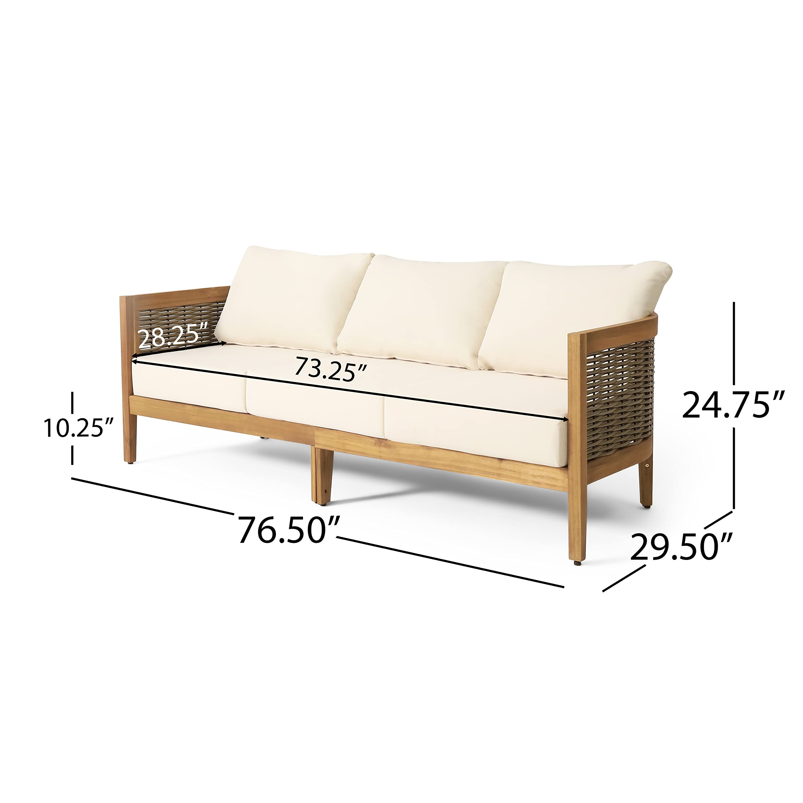 Christopher Knight Home Burchett Sofas, Teak + Mixed Brown + Beige