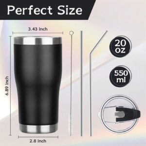 MEZMUT 20oz Coffee Tumbler with Lid and Straw Double Wall Vacuum Insulated Cup Stainless Steel Travel Mugs Insulated for Hot and Cold Leakproof Powder Coated Tumbler for Indoor and Outdoor