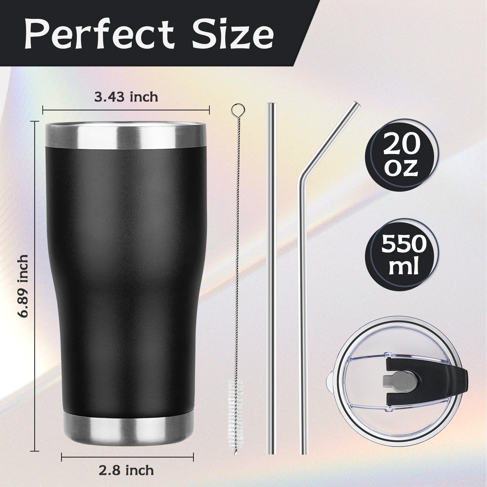 MEZMUT 20oz Coffee Tumbler with Lid and Straw Double Wall Vacuum Insulated Cup Stainless Steel Travel Mugs Insulated for Hot and Cold Leakproof Powder Coated Tumbler for Indoor and Outdoor