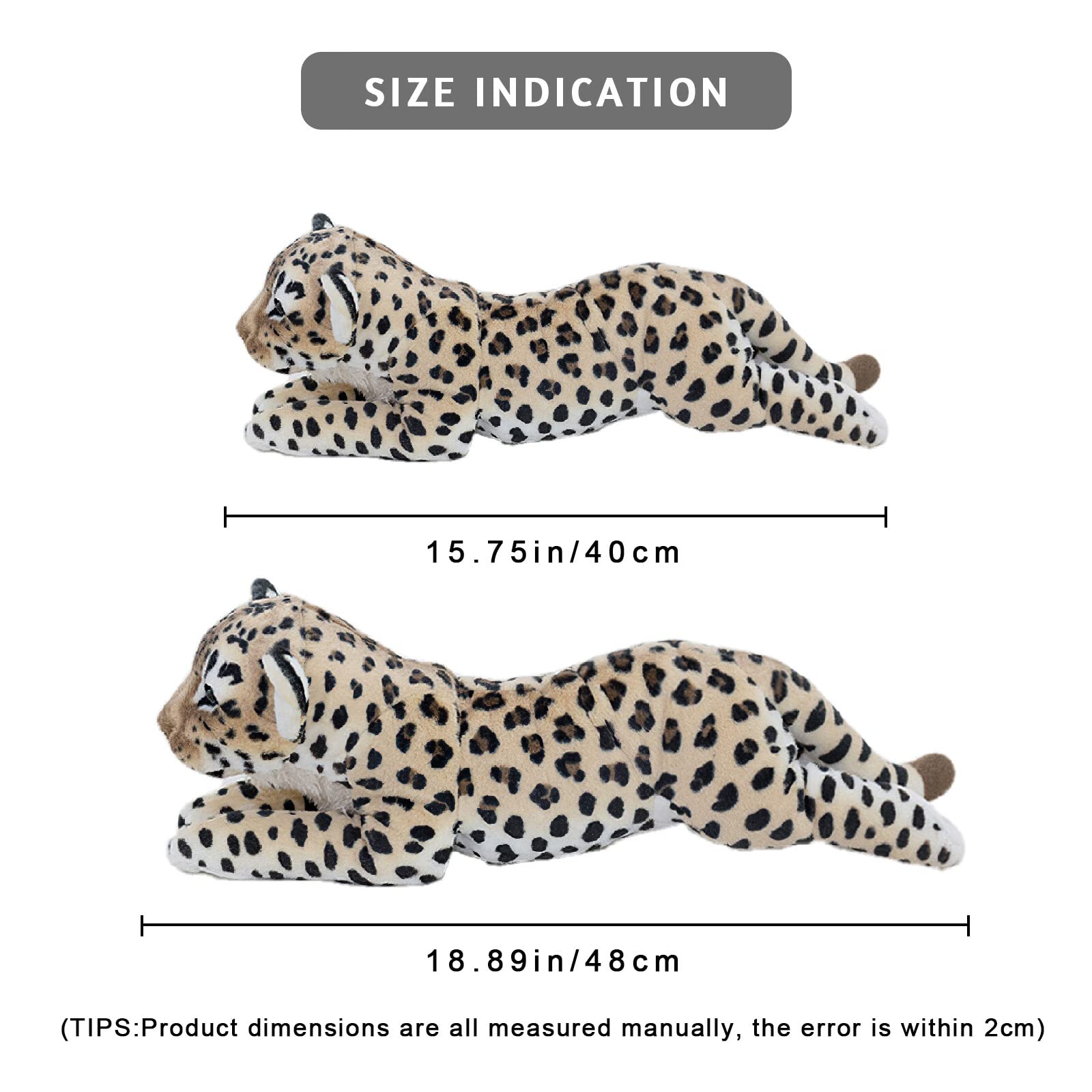 Gisqis Cheetah Stuffed Animal, 16" Leopard Stuffed Animal Stuffed Cheetah Plush Toy Pillow Cheetah Stuffy Cute Giant Realistic Stuffed Jaguar Plush Birthday for Kids Girls