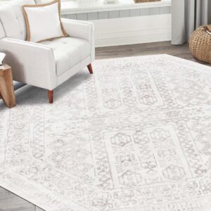 Unique Loom Oxford Collection Area Rug - Magdelan (7' 1" Octagon, Cream/ Ivory)