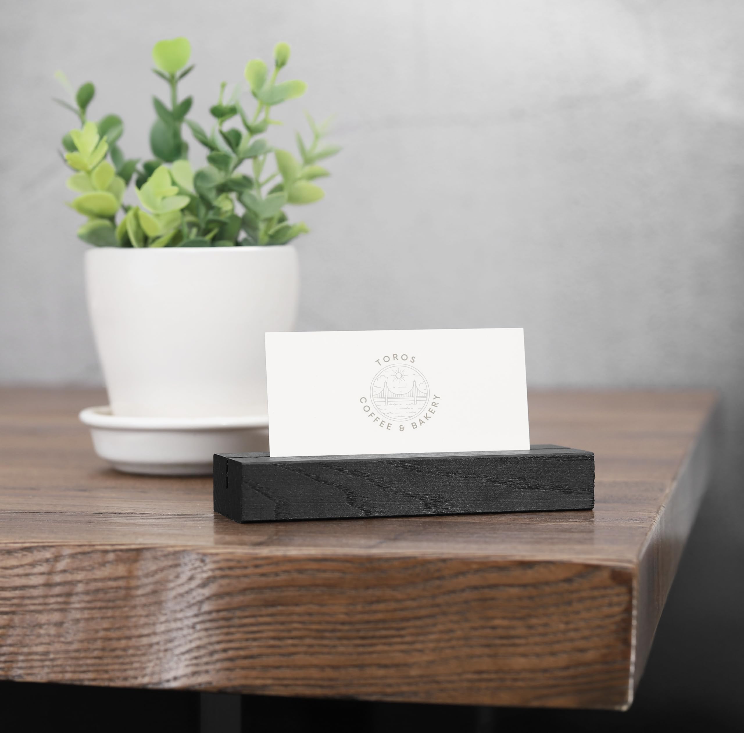 TOROS store 10 Pack Wood Place Card Holder - Black Wooden Table Number Holders , Name Place Cards Stand , Events Party Tabletop Sign Stands , Wedding & Birthday Stands for Photos, Pictures & Postcard