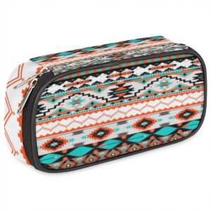 aztec big capacity pencil pen case aztec print large pencil pouch with zipper compartments pencil bag for boys girls adults student office school supplies