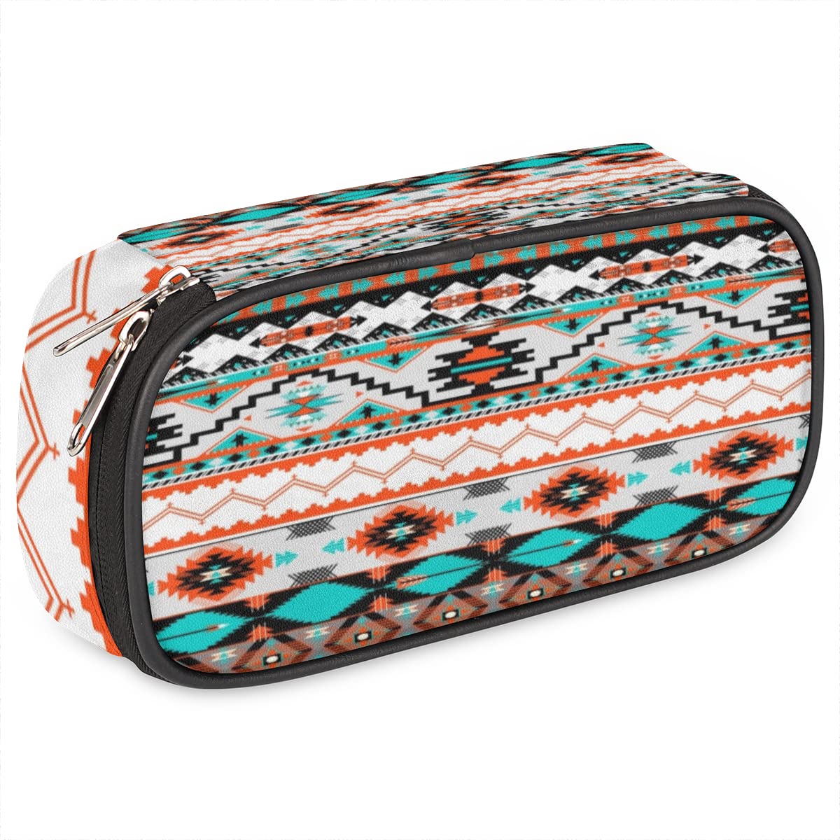 Aztec Big Capacity Pencil Pen Case Aztec Print Large Pencil Pouch with Zipper Compartments Pencil Bag for Boys Girls Adults Student Office School Supplies