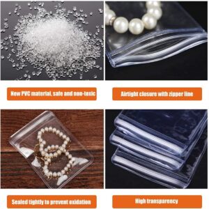 10 Pcs Clear Jewelry Zipper Bags, Clear PVC Self Seal Plastic Zipper Bags, Anti Tarnish and Anti Oxidizing Jewelry Self Seal Bags, Self Sealing Storage Bags for Necklace, Ring, Earring, Pills, Screws