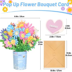 shynek Mother's Day Bouquet Pop Up Cards from Daughter and Son, 3D Flower Card Kids First Mothers Day Greeting Card Mom Birthday Card Women All Occasion Card Envelope and Blank Note Tag