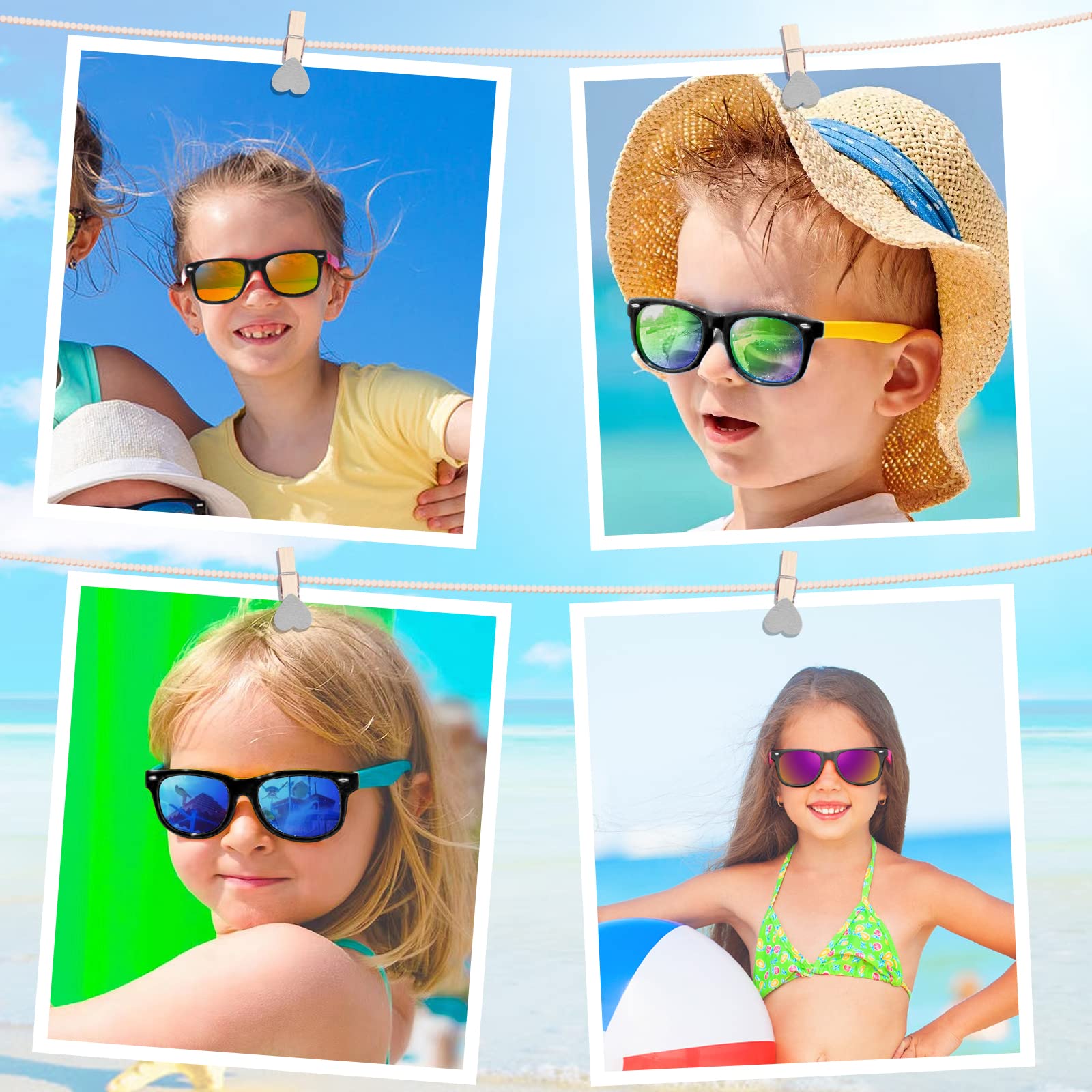 Kids Sunglasses Party Favors, 64 Pack Neon Sunglasses in Bulk with UV400 Protection, Boys Girls Eyewear Pack, Glasses Gift for Birthday Graduation Beach Pool Party Favors Supplies Goody Bag Fillers