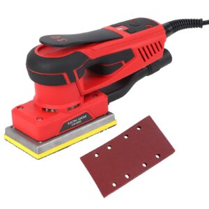 pioneerworks sheet sander with 12 sanding paper, 350w brushless motor finishing sander, powerful & low vibration, 10000 rpm, for wood working, polishing,carpentry