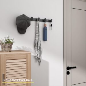 Coat Hook Wall Rack Hanger - Black Coat Rack with 5 Hooks Wall Hooks for Hanging Hat Key Bag Towel Wall Mount Coat Rack