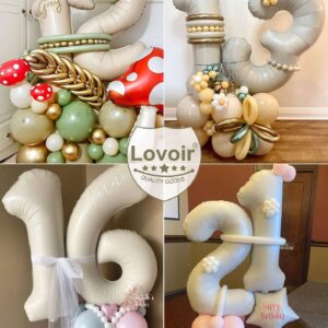 40 Inch Cream Sand White Number 1 Balloon Large Size Jumbo Digit Mylar Foil Helium Balloons for Birthday Party Celebration Decorations Graduation Anniversary Baby Shower Photo Shoot