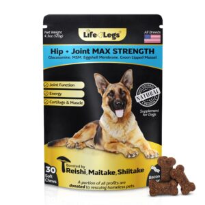 life4legs - soft chews hip and joint supplement for dogs - dog joint pain relief treats - glucosamine, chondroitin, turmeric- mobility bites supplement