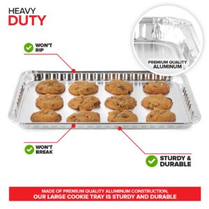 Stock Your Home Disposable Cookie Sheets for Baking (30-Pack) Aluminum Trays, Foil Pans, Shallow Sheet Pan for Cooking Thin Crust Pizza, Brownie Tins, Oven Liners