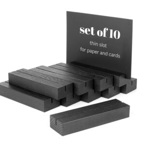 TOROS store 10 Pack Wood Place Card Holder - Black Wooden Table Number Holders , Name Place Cards Stand , Events Party Tabletop Sign Stands , Wedding & Birthday Stands for Photos, Pictures & Postcard