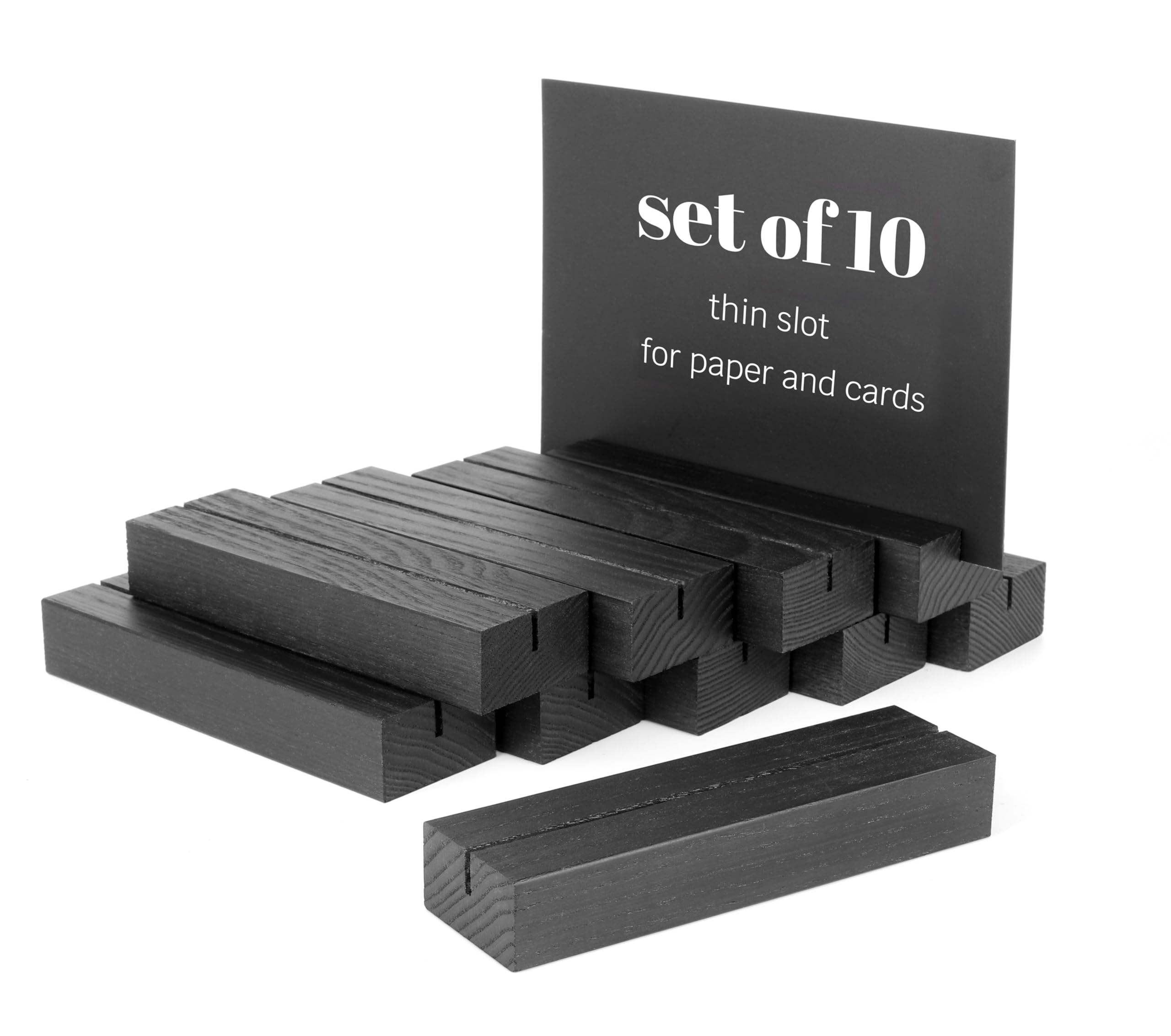 TOROS store 10 Pack Wood Place Card Holder - Black Wooden Table Number Holders , Name Place Cards Stand , Events Party Tabletop Sign Stands , Wedding & Birthday Stands for Photos, Pictures & Postcard