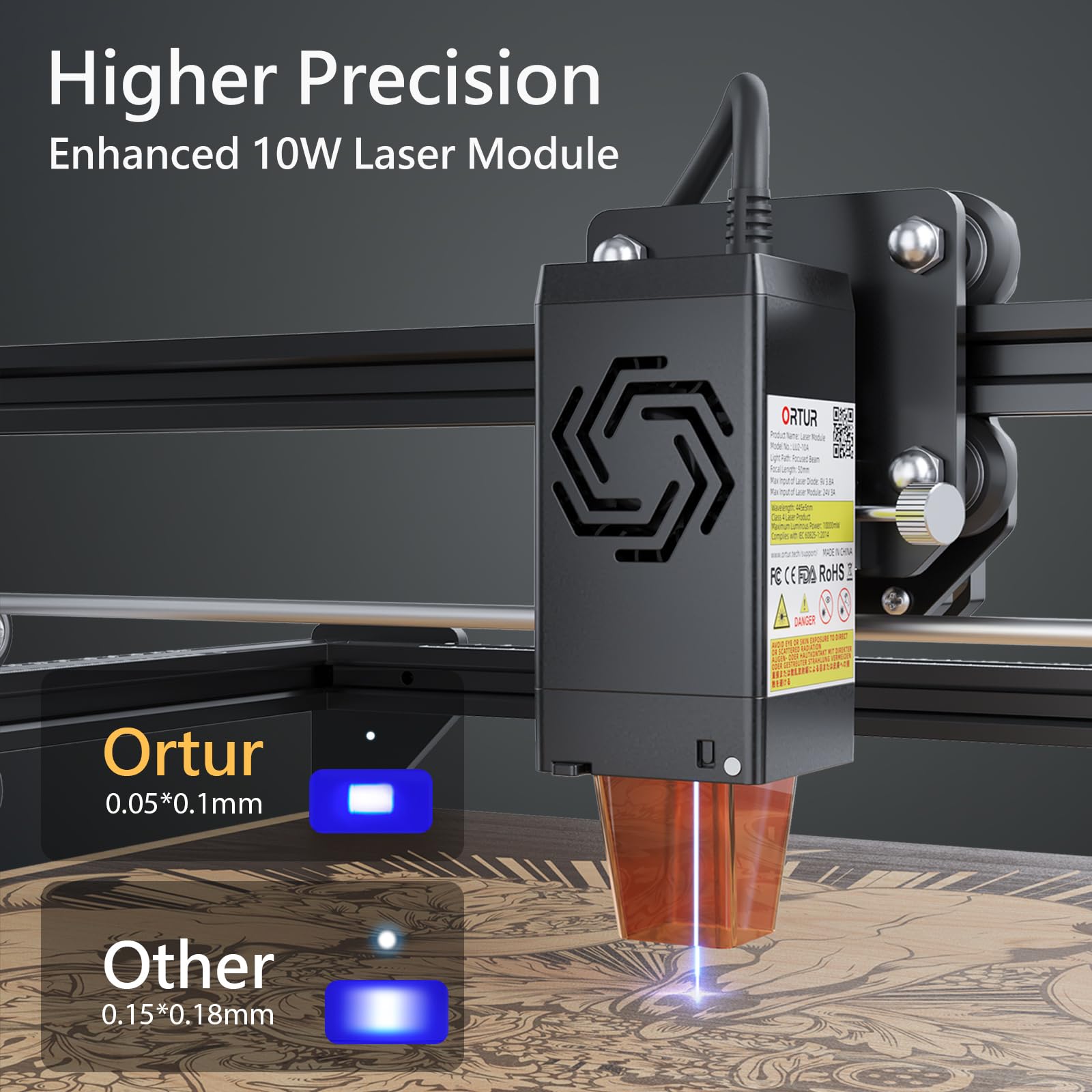 10W Output Laser Engraver, Ortur Laser Master 2 S2 LU2-10A 72W Efficient Laser Engraving Machine Fit, High Precision Laser Cutter, 0.05 x 0.1mm Compressed Spot Laser Engraver for Wood and Metal