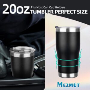 MEZMUT 20oz Coffee Tumbler with Lid and Straw Double Wall Vacuum Insulated Cup Stainless Steel Travel Mugs Insulated for Hot and Cold Leakproof Powder Coated Tumbler for Indoor and Outdoor