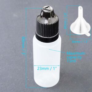 Auto-plaza 50X LDPE Plastic Thin Tip Dropper Bottles 15ml Small Empty Squeeze Dropper Bottles, Included 5x Mini Funnel Set