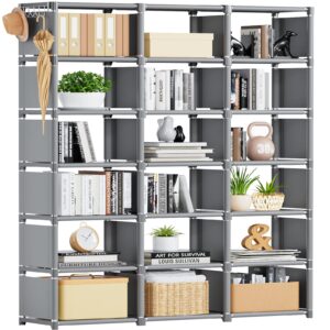 mavivegue bookshelf,18 cube storage organizer,extra large book shelf organizer,tall bookcase shelf,book cases/shelves,grey cube shelf,cubbies closet shelves for bedroom,living room,home,office