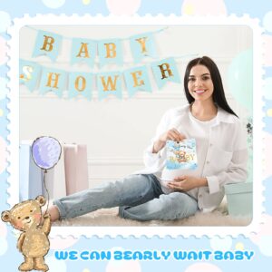 100 Pcs We Can Bearly Wait Baby Shower Napkins, Baby Shower Decorations for Boy, Bear Favors Napkins Cocktail Dessert Disposable Napkin Paper for Boy or Girl Gender Reveal Party Supplies (Blue Gold)