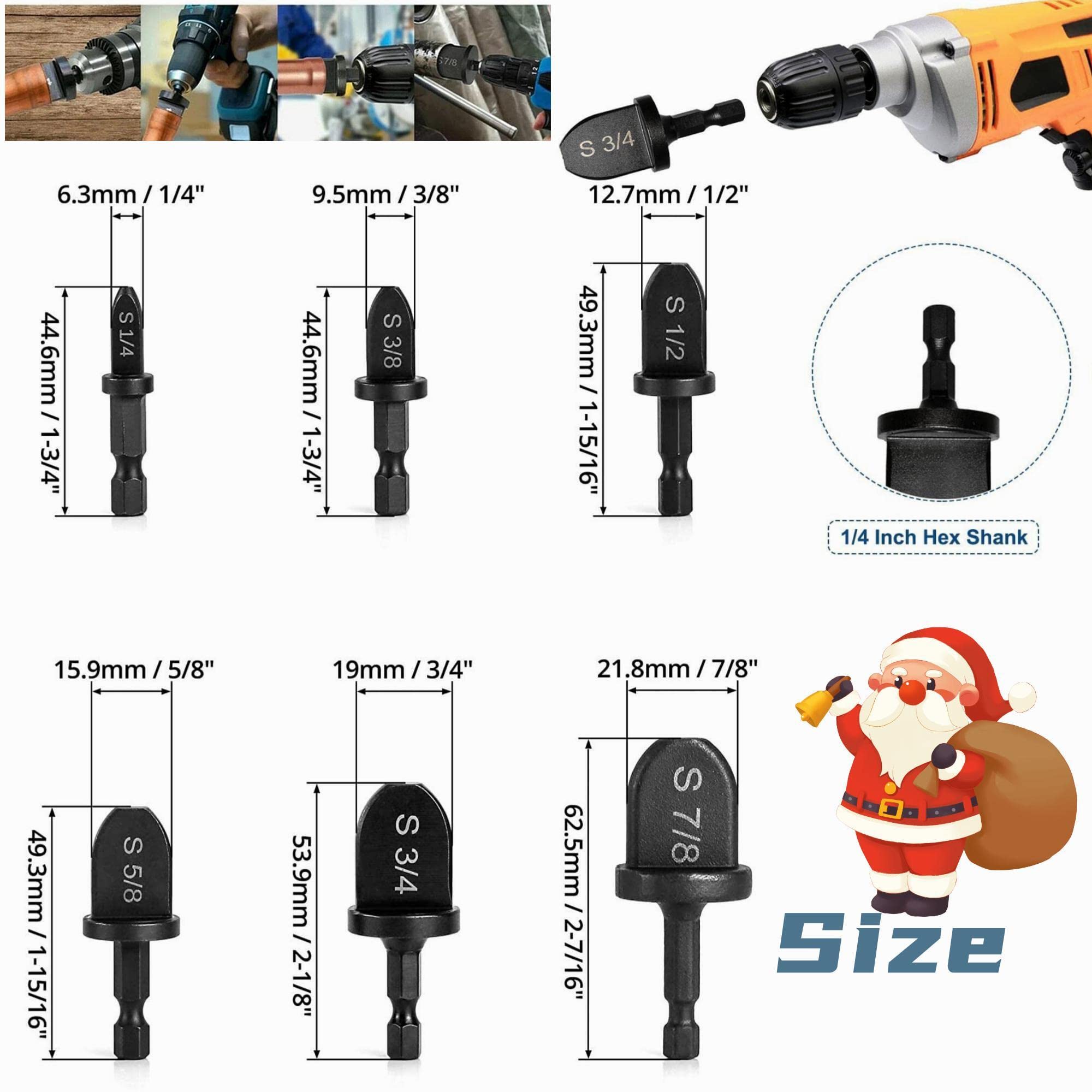 GQFOWE 6Pcs HVAC Repairing Set, Boring Drill Bits, Air Conditioner Copper Tube Expander Swaging Tool Manual Copper Pipe Swage, Soft Copper tubing 1/4'', 3/8'',1/2'',5/8'',3/4'',7/8'' Bits Set