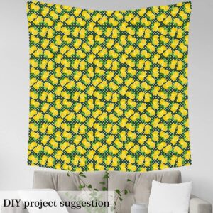 Lemon Print Outdoor Fabric by The Yard,White Geometric Polka Dots Fabric by The Yard for Teens Craft Lover,Yellow Fruit Green Leaf Upholstery Fabric for Clothing Quilting Sewing,2 Yards