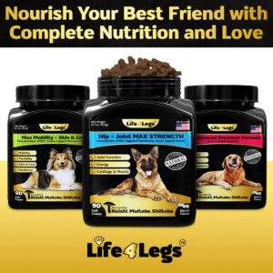 Life4Legs - Soft Chews Hip and Joint Supplement for Dogs - Dog Joint Pain Relief Treats - Glucosamine, Chondroitin, Turmeric- Mobility Bites Supplement