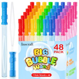 inscraft 48 pack 14’’ big bubble wands, 8 colors bulk for summer toy, outdoor/indoor activity use, easter, birthday, graduation, shower, bubbles party favors supplies for kids