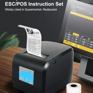 ZYWELL Thermal Receipt Printer, ZY908 Pos Printer, 80mm Direct Thermal, USB Ethernet Port, Support Windows/Mac/Android,No Square