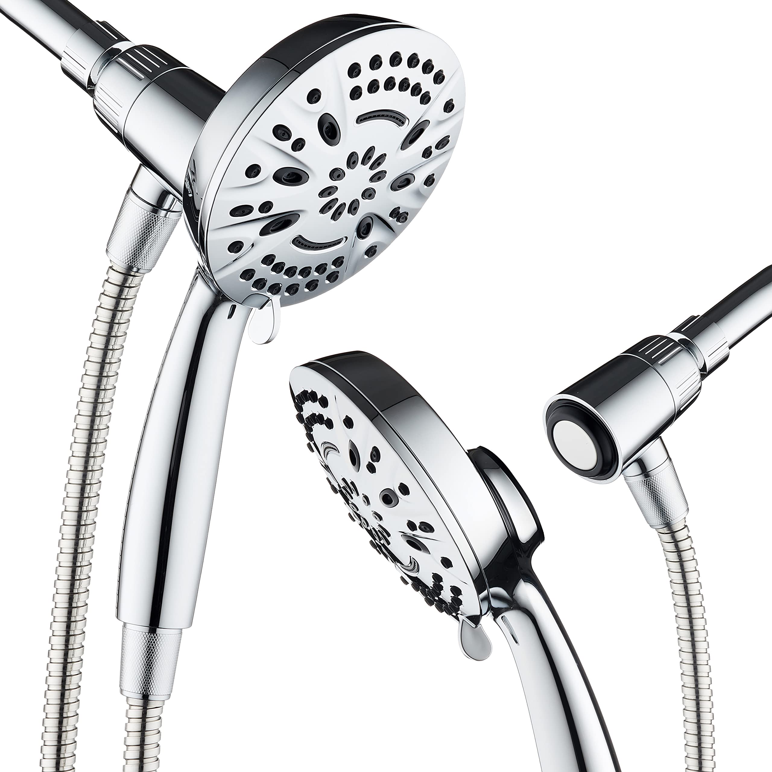 AquaDance New Magnetic Guidance Docking System - High-Pressure 8-setting Handheld Shower Head with Giant 5 inch Face, Magnetic Bracket, Extra-long 72 inch Stainless Steel Hose/All Chrome Finish