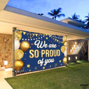 KatchOn, Blue We are So Proud of You Banner - XtraLarge, 72x44 Inch | Graduation Banner, Congratulations Decorations | Graduation Backdrop 2024, Graduation Decorations Class of 2024 Blue and Gold