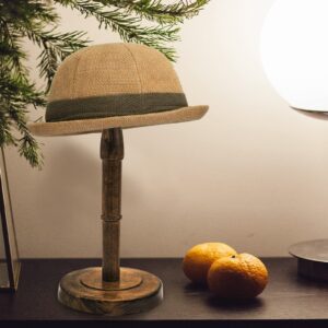 HAIBEIR Freestanding Hat Stand, Tabletop Hat Rack, Wood Display Stand Holder for Caps and Wigs (Antique Brown)(One Piece)