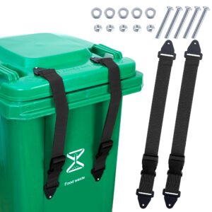 bylion 2 pack trash can lid lock, outdoor garbage can locks for animals proof universal lid lock stretchable elastic strap to prevent rust trash can locks for squirrels, dogs, raccoons