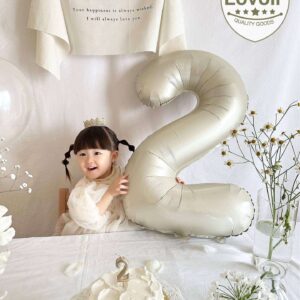 40 Inch Cream Sand White Number 1 Balloon Large Size Jumbo Digit Mylar Foil Helium Balloons for Birthday Party Celebration Decorations Graduation Anniversary Baby Shower Photo Shoot