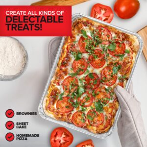 Stock Your Home Disposable Cookie Sheets for Baking (30-Pack) Aluminum Trays, Foil Pans, Shallow Sheet Pan for Cooking Thin Crust Pizza, Brownie Tins, Oven Liners