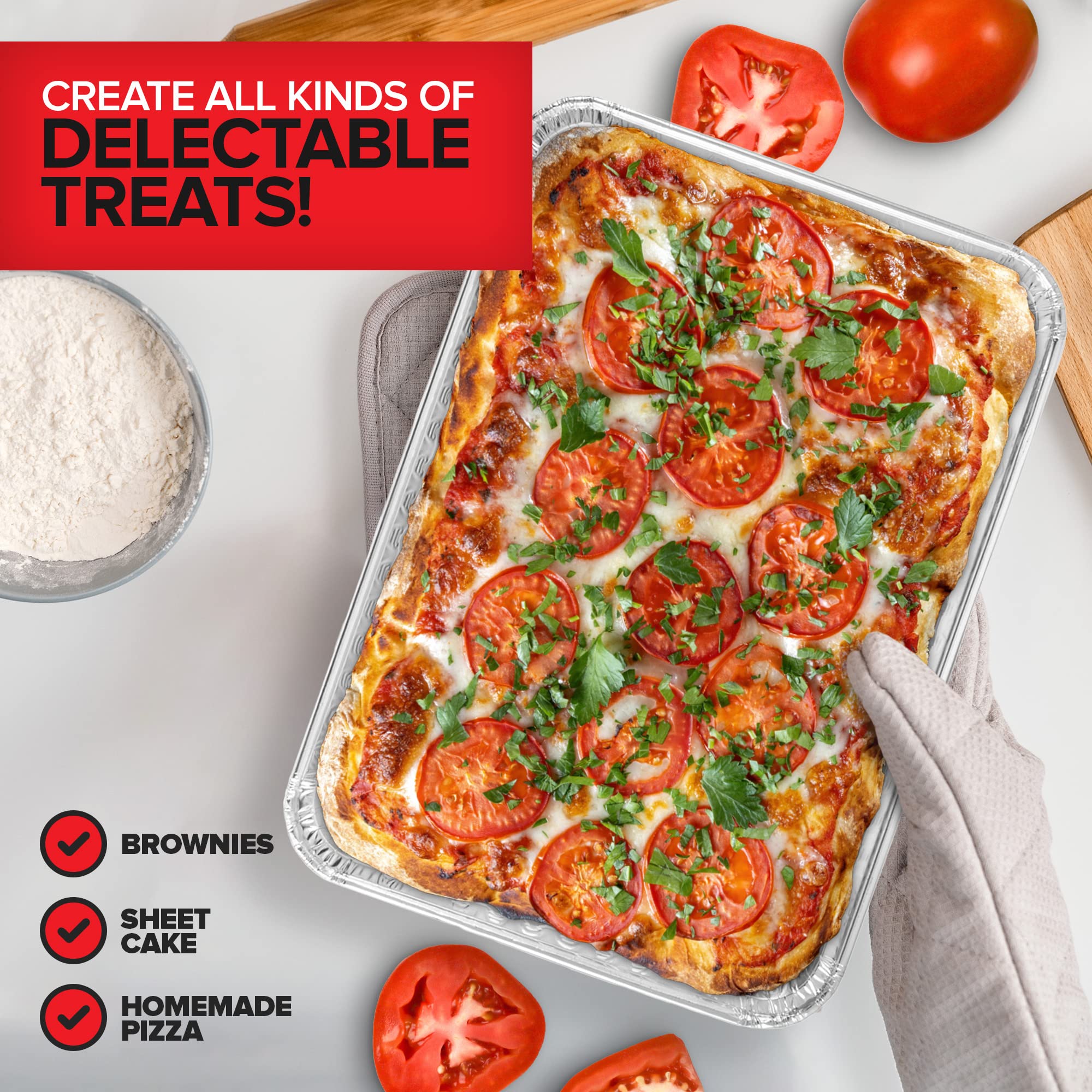 Stock Your Home Disposable Cookie Sheets for Baking (30-Pack) Aluminum Trays, Foil Pans, Shallow Sheet Pan for Cooking Thin Crust Pizza, Brownie Tins, Oven Liners