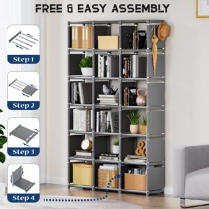 Mavivegue Bookshelf,18 Cube Storage Organizer,Extra Large Book Shelf Organizer,Tall Bookcase Shelf,Book Cases/Shelves,Grey Cube Shelf,Cubbies Closet Shelves for Bedroom,Living Room,Home,Office