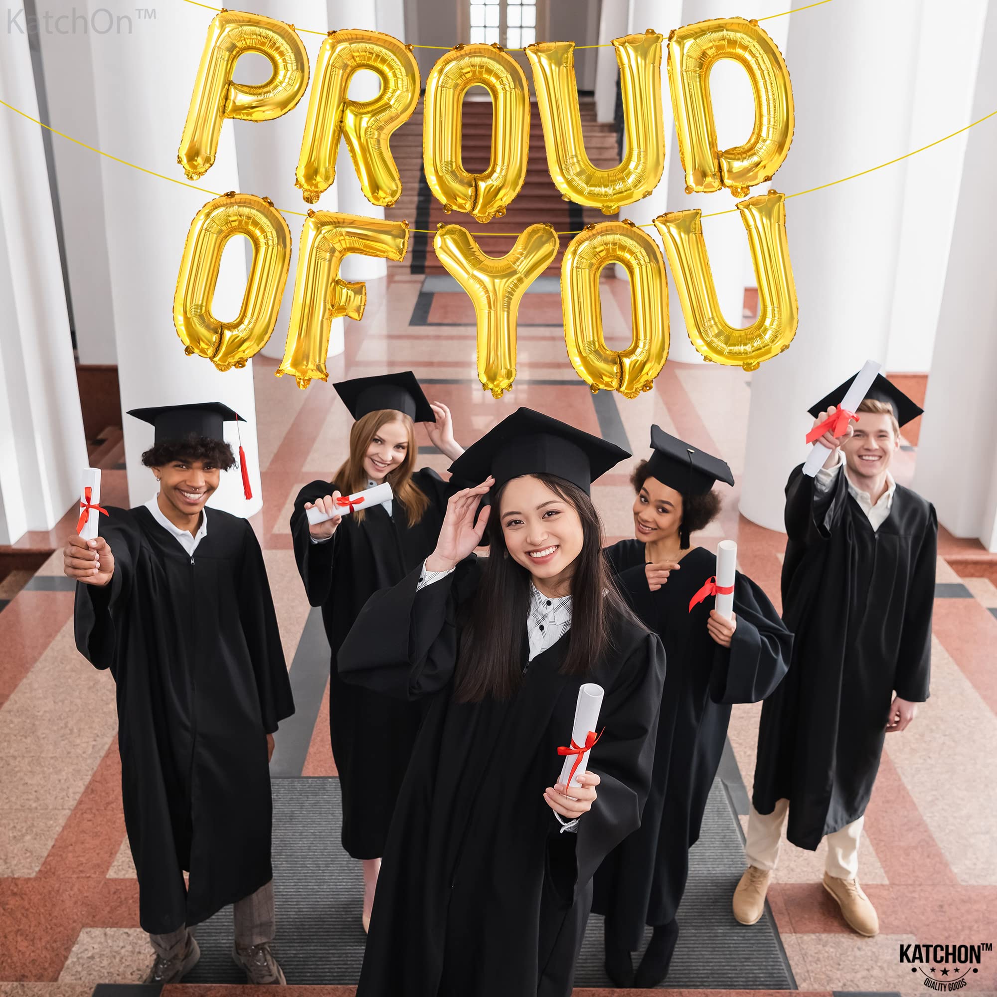 KatchOn, Gold Proud of You Balloons - 16 Inch | Proud of You Banner, Congratulation Balloons for Gold Graduation Decorations Class of 2024 | Gold Graduation Balloons 2024, Congratulations Decorations