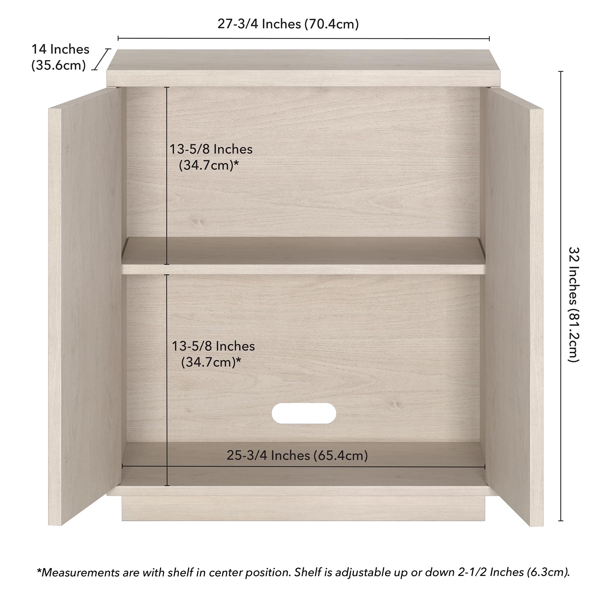 Henn&Hart Alston Accent Cabinet, 28" Wide, Alder White