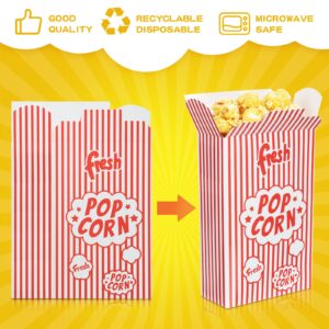 Sherr 400 Pieces Popcorn Boxes 1.25 oz Paper Close Top Popcorn Container Bags Bulk Red and White Striped Popcorn Cups Holder for Snack Movie Party Theater Night Birthday Carnival Circuses Supplies