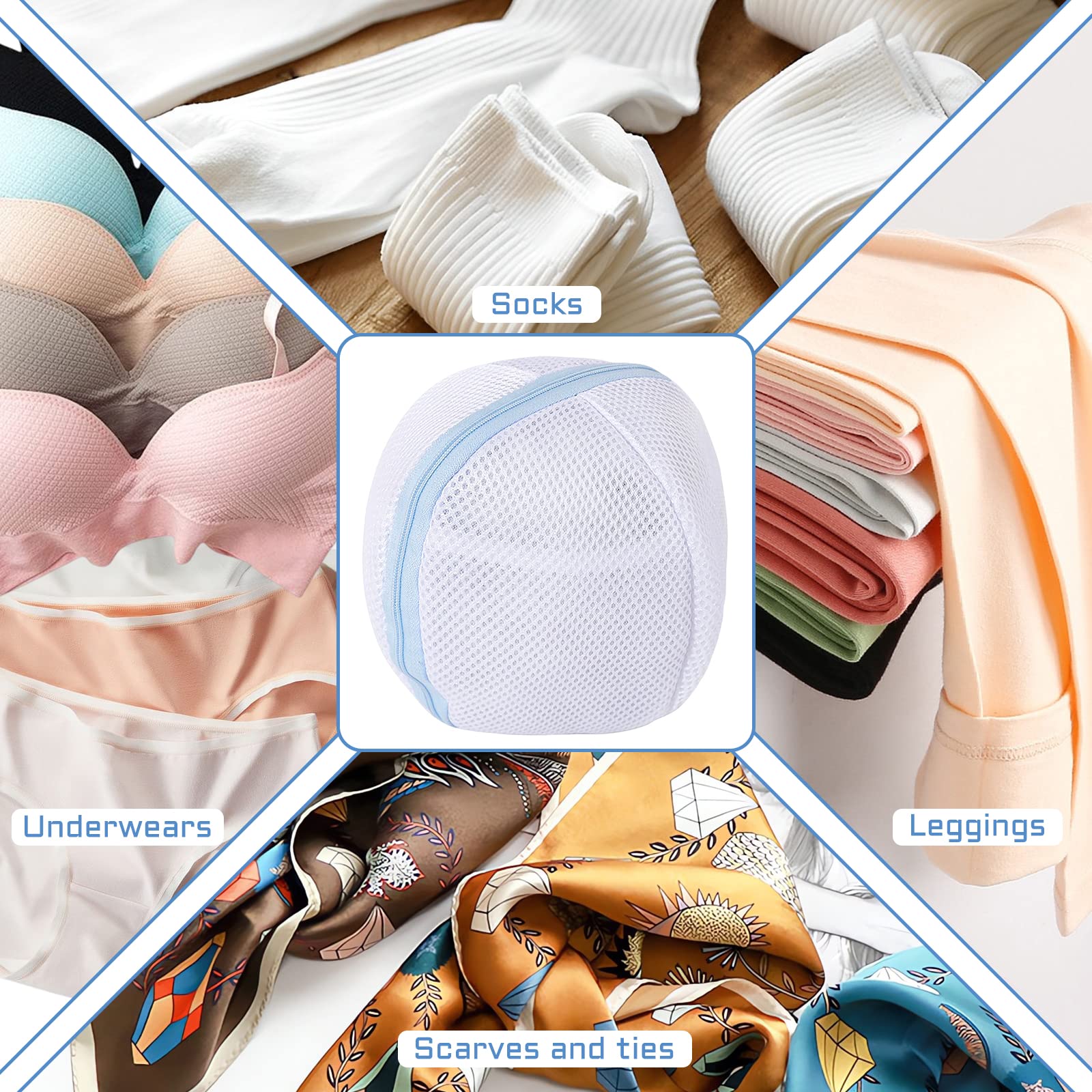 6 Pcs Bra Washing Bags,Mesh Wash Bags,Bra Laundry Bags for Washing Machine,Underwear Brassiere Washing Bags,Lingerie Bags for Washing Delicates(Blue)