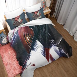 MARRKT Chainsaw Demon Anime Denji Duvet Cover Set, 100% Microfiber Bedding Sets, 3 Pieces Ultra Soft Skin-Friendly Comforter Cover Set (1 DuvetCover+2 Pillowcase) (02,Queen 90x90inch)