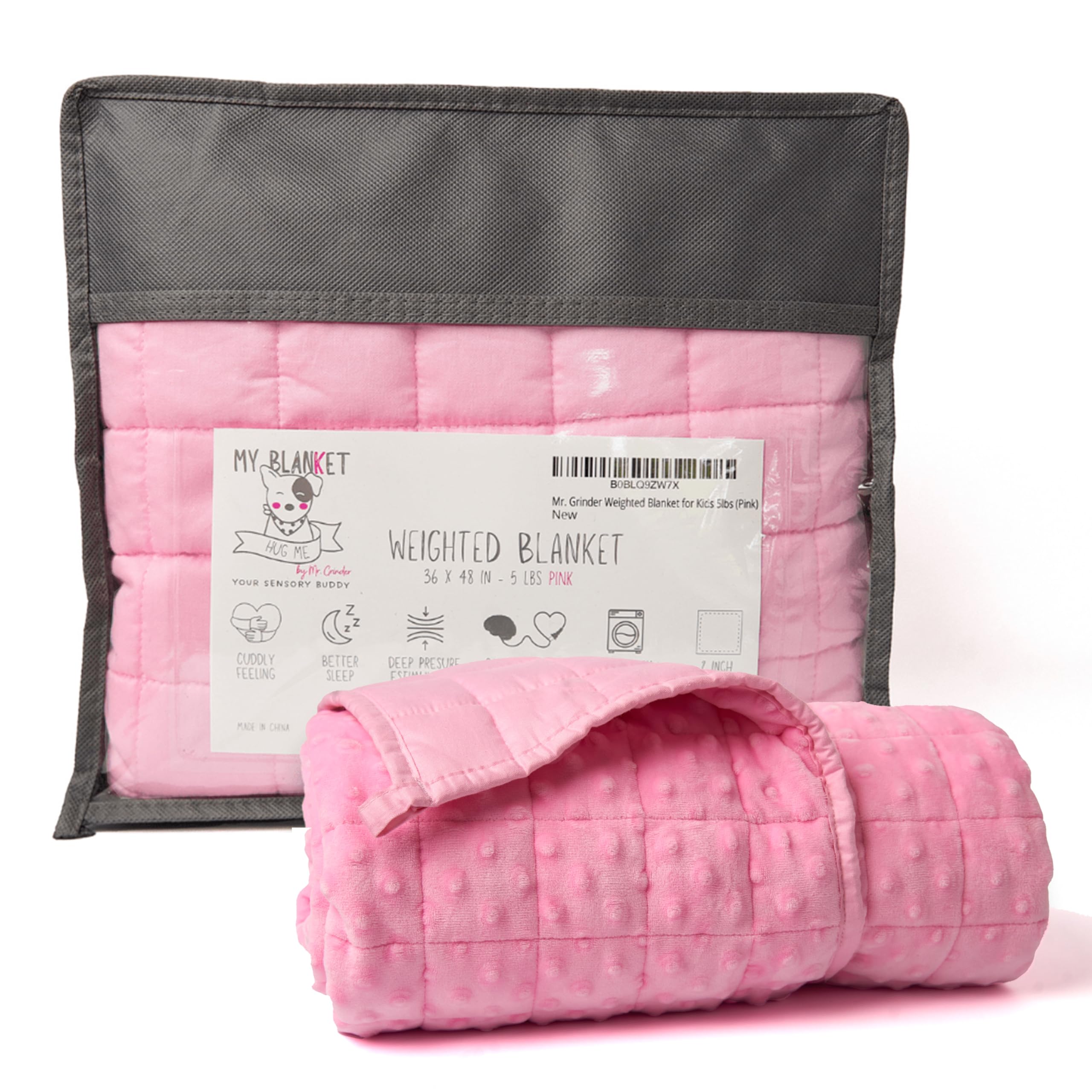 5lb Weighted Blanket for Youth 40 lbs + and Adults. Cotton and Minky Dots, 36x48 in Throw Blanket Soft, Reversible, Machine Washable. Lap Blanket for Rest, Reading, Travel. Pink